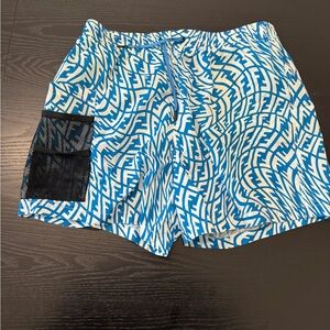 Blue and White Patterned Shorts